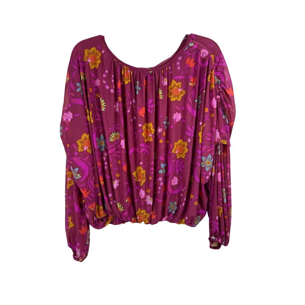 Free People Magenta Floral Peasant Blouse